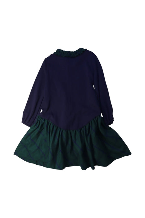 A Navy Long Sleeve Dresses from Il Gufo in size 5T for girl. (Back View)
