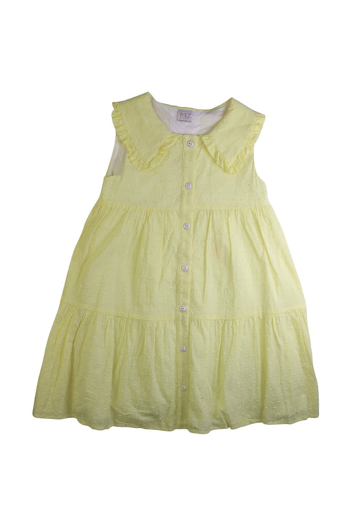 A Yellow Sleeveless Dresses from Paz Rodriguez in size 10Y for girl. (Front View)