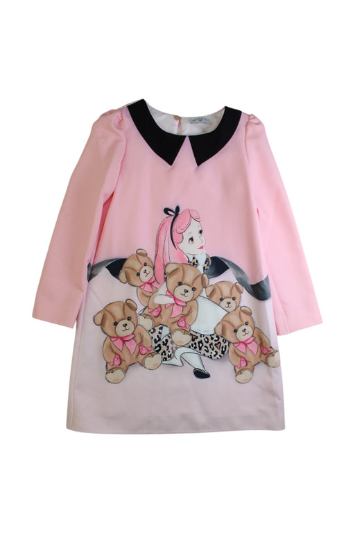 A Pink Long Sleeve Dresses from Monnalisa in size 6T for girl. (Front View)