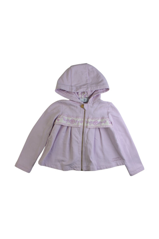 A Pink Zippered Sweatshirts from Young Versace in size 3T for girl. (Front View)