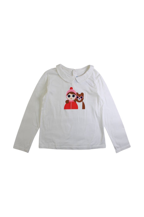 A White Long Sleeve Tops from Jacadi in size 6T for girl. (Front View)