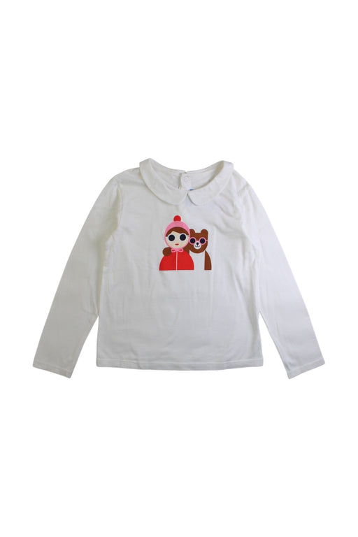 A White Long Sleeve Tops from Jacadi in size 6T for girl. (Front View)