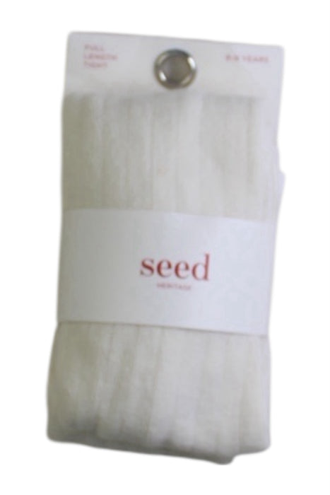 A White Tights from Seed in size 6T for girl. (Front View)