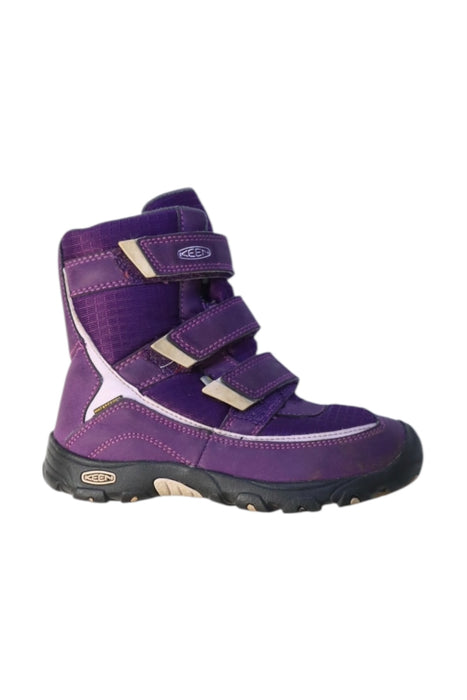 A Purple Winter Boots from Keen in size 6T for girl. (Front View)