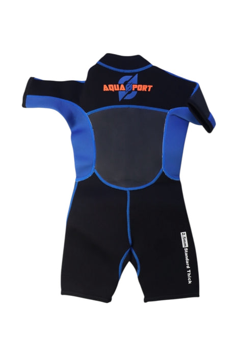A Black Wetsuits from Aquasport in size 2T for boy. (Back View)