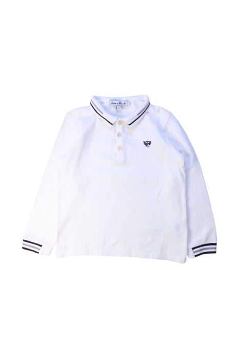 A White Long Sleeve Polos from Tartine et Chocolat in size 6T for boy. (Front View)