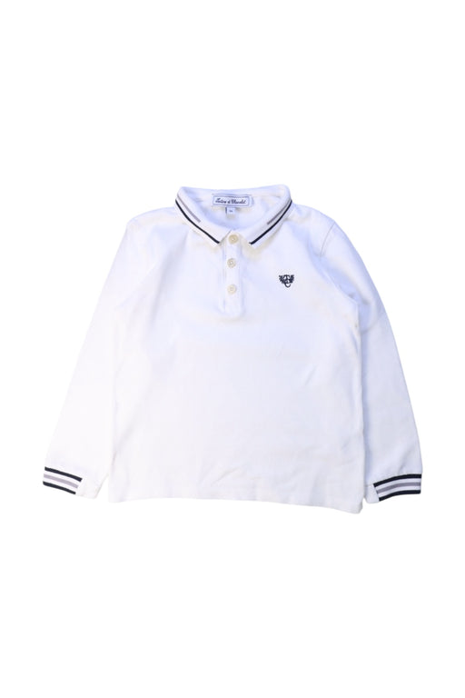A White Long Sleeve Polos from Tartine et Chocolat in size 6T for boy. (Front View)