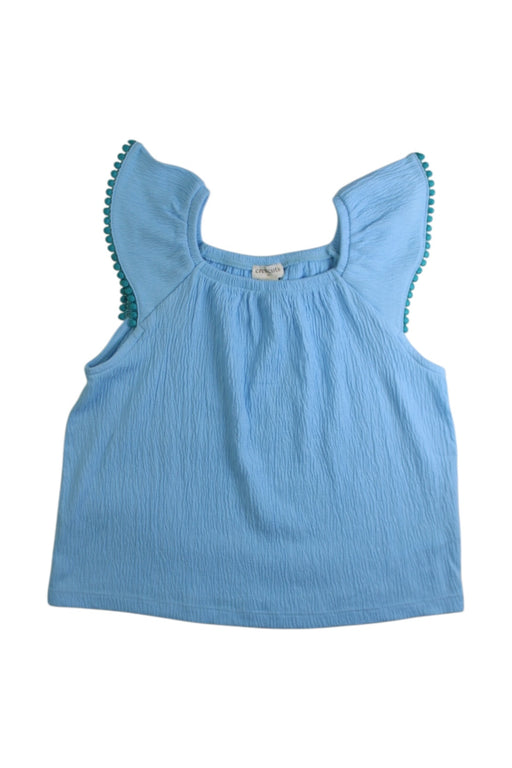A Blue Sleeveless Tops from Crewcuts in size 8Y for girl. (Front View)