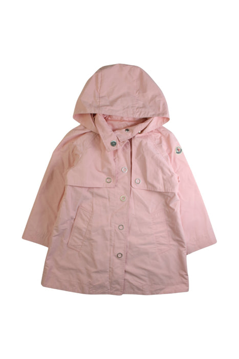 A Pink Rain Jackets from Moncler in size 5T for girl. (Front View)