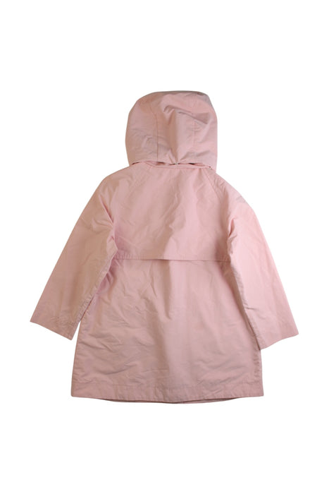A Pink Rain Jackets from Moncler in size 5T for girl. (Back View)