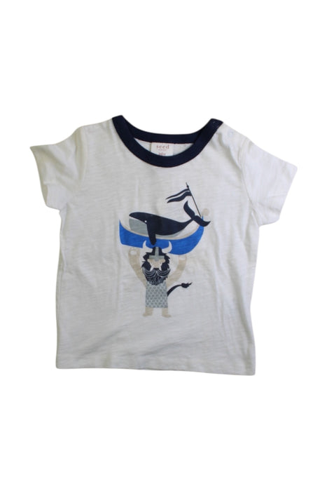 A White Short Sleeve T Shirts from Seed in size 6-12M for boy. (Front View)