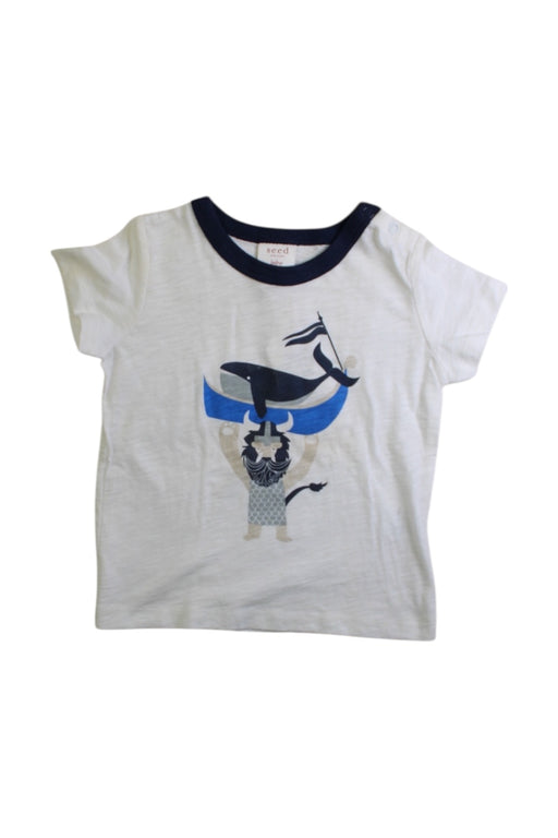 A White Short Sleeve T Shirts from Seed in size 6-12M for boy. (Front View)