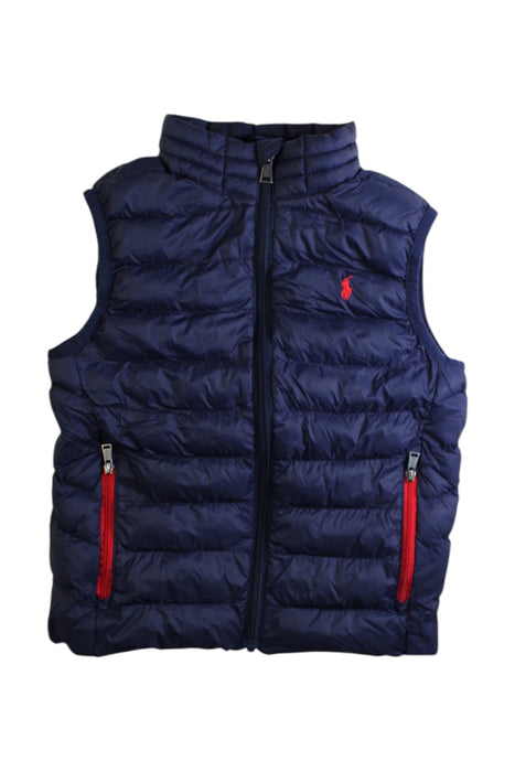 A Navy Outerwear Vests from Polo Ralph Lauren in size 6T for boy. (Front View)