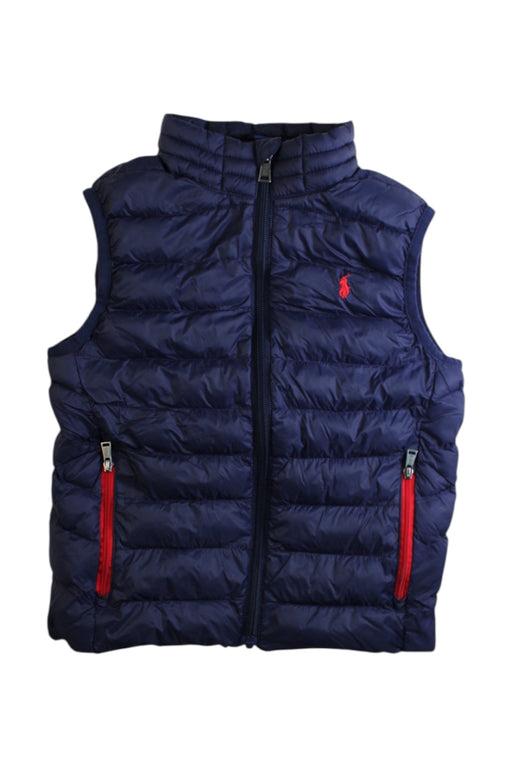 A Navy Outerwear Vests from Polo Ralph Lauren in size 6T for boy. (Front View)