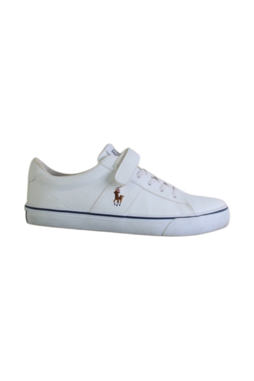 A White Sneakers from Polo Ralph Lauren in size 7Y for boy. (Front View)
