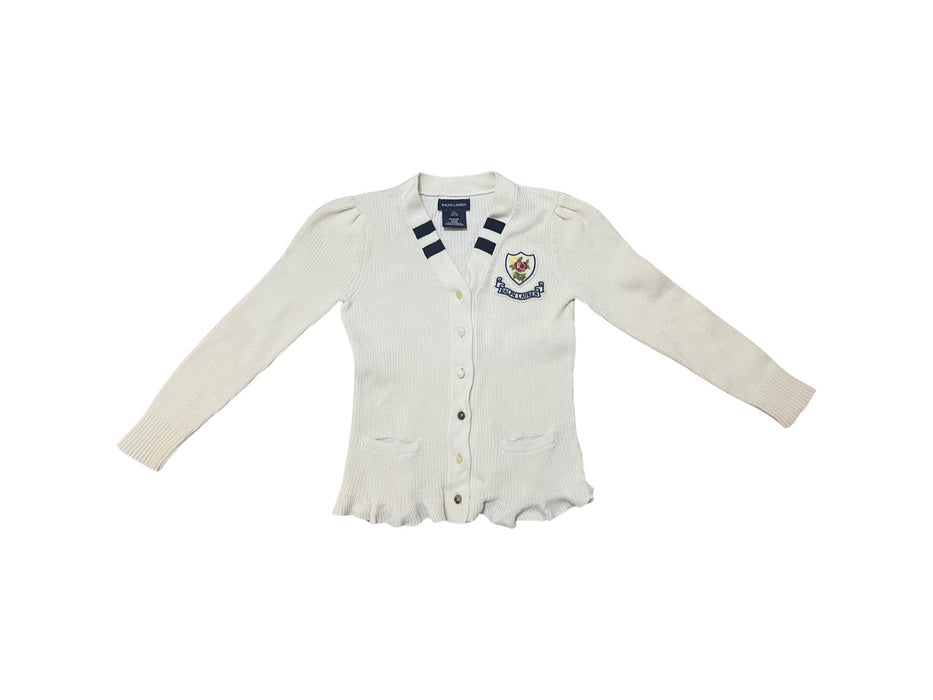 A White Cardigans from Ralph Lauren in size 6T for girl. (Front View)