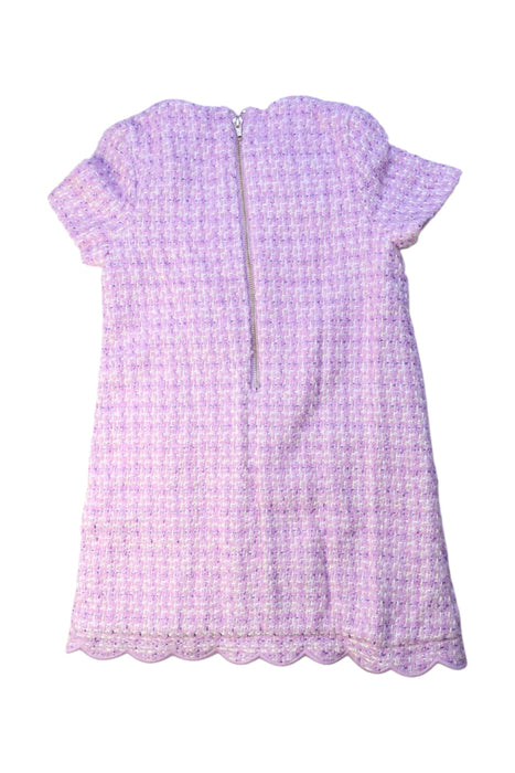 A Purple Short Sleeve Dresses from Seed in size 6T for girl. (Back View)