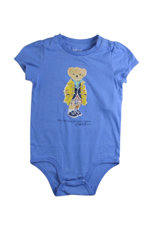 A Blue Short Sleeve Bodysuits from Ralph Lauren in size 6-12M for girl. (Front View)