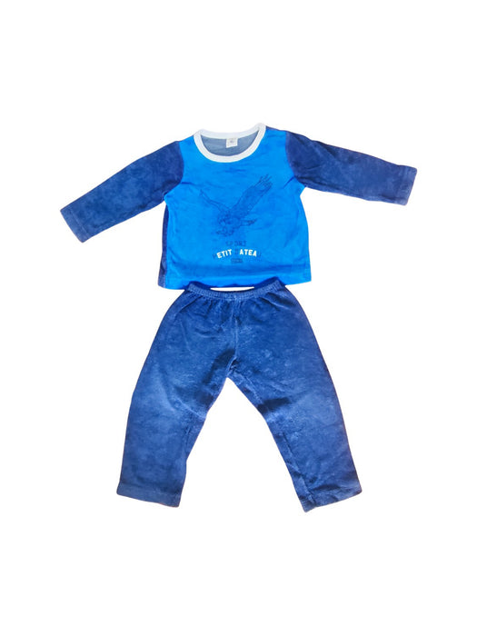 A Blue Pyjama Sets from Petit Bateau in size 2T for neutral. (Front View)