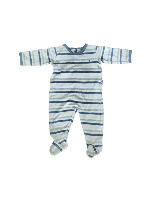 A Blue Onesies from Petit Bateau in size 6-12M for neutral. (Front View)