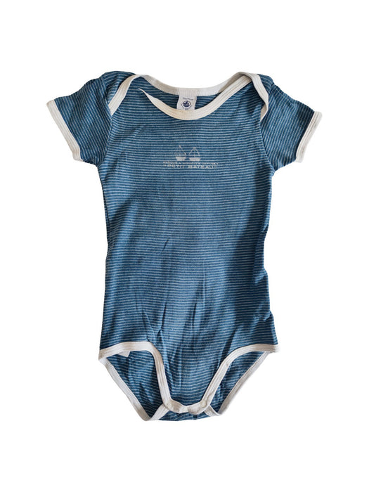 A Blue Short Sleeve Bodysuits from Petit Bateau in size 3T for neutral. (Front View)