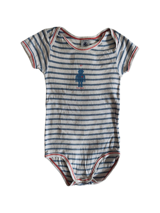 A Blue Short Sleeve Bodysuits from Petit Bateau in size 3T for boy. (Front View)