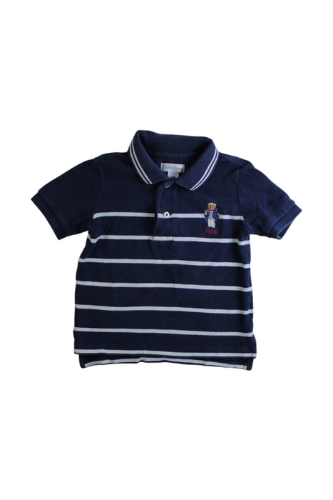 A Navy Short Sleeve Polos from Ralph Lauren in size 12-18M for boy. (Front View)