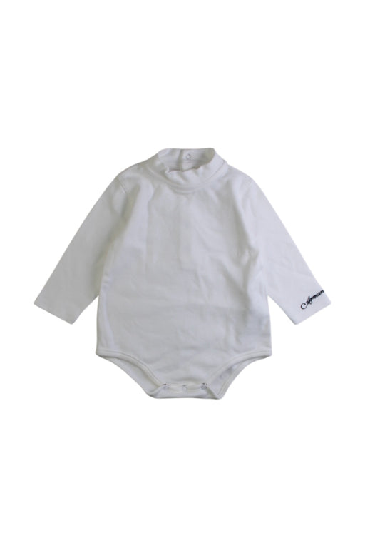A White Long Sleeve Bodysuits from Armani Baby in size 3-6M for boy. (Front View)