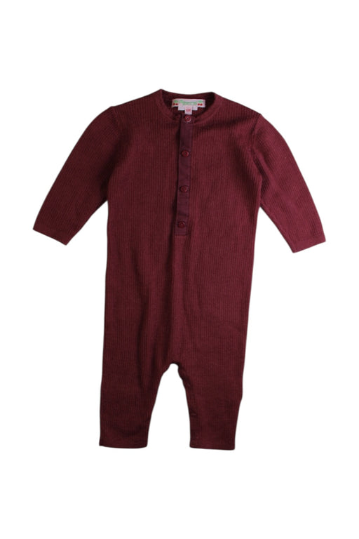 A Burgundy Long Sleeve Jumpsuits from Bonpoint in size 3-6M for girl. (Front View)