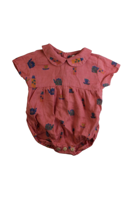 A Pink Short Sleeve Rompers from Oeuf in size 3-6M for girl. (Front View)
