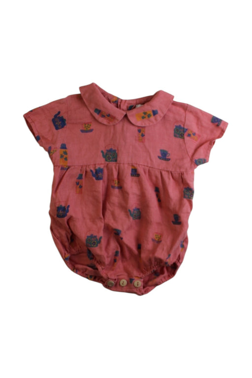 A Pink Short Sleeve Rompers from Oeuf in size 3-6M for girl. (Front View)
