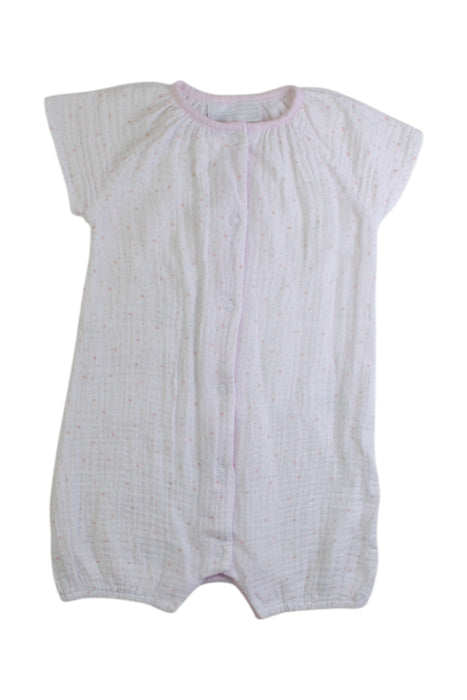 A Pink Short Sleeve Rompers from The Little White Company in size 6-12M for girl. (Front View)