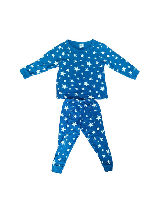 A Blue Pyjama Sets from Petit Bateau in size 2T for neutral. (Front View)