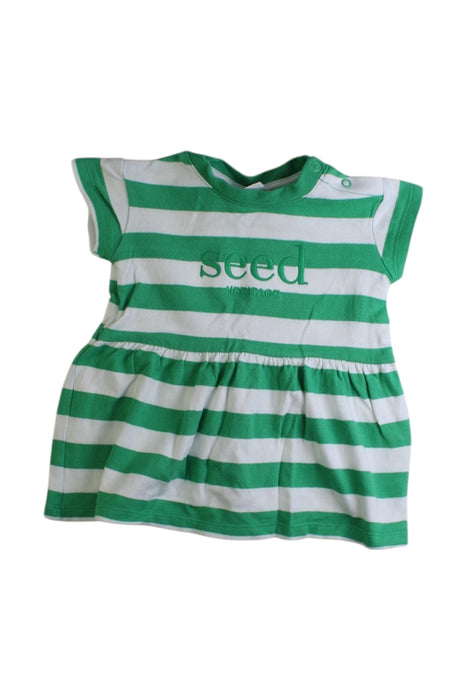 A Green Short Sleeve Dresses from Seed in size 3-6M for girl. (Front View)