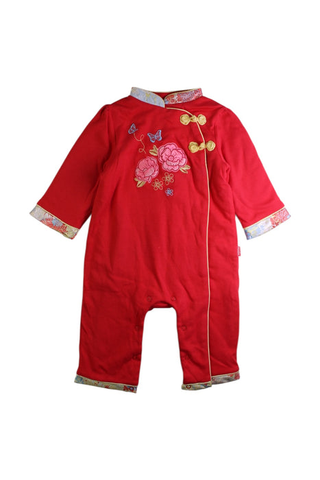 A Red Long Sleeve Jumpsuits from Mides in size 6-12M for girl. (Front View)