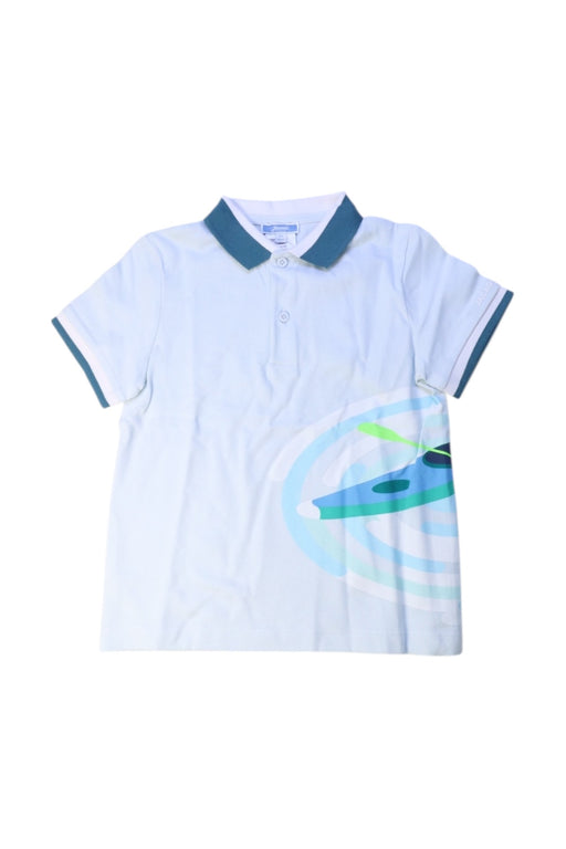 A White Short Sleeve Polos from Jacadi in size 6T for boy. (Front View)