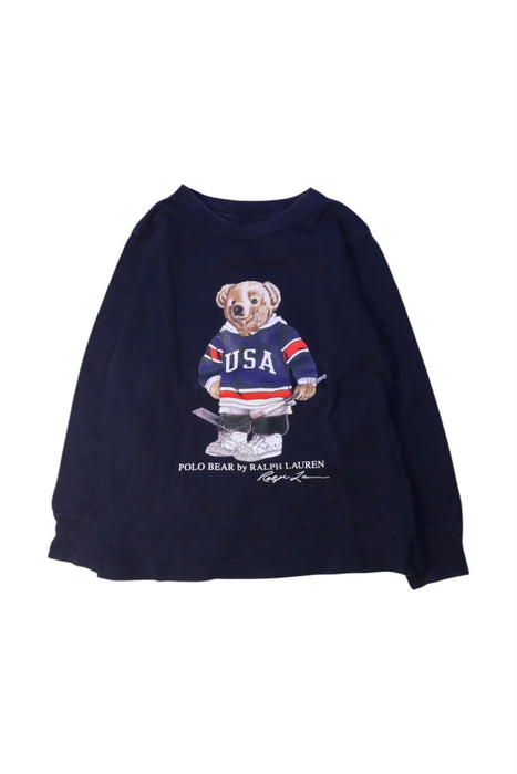 A Navy Long Sleeve T Shirts from Polo Ralph Lauren in size 4T for boy. (Front View)