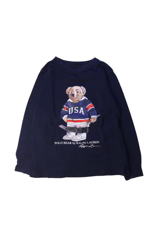 A Navy Long Sleeve T Shirts from Polo Ralph Lauren in size 4T for boy. (Front View)