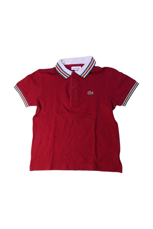 A Red Short Sleeve Polos from Lacoste in size 6T for boy. (Front View)