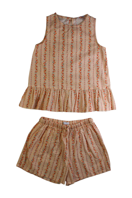 A Beige Shorts Sets from Laranjinha in size 6T for girl. (Front View)