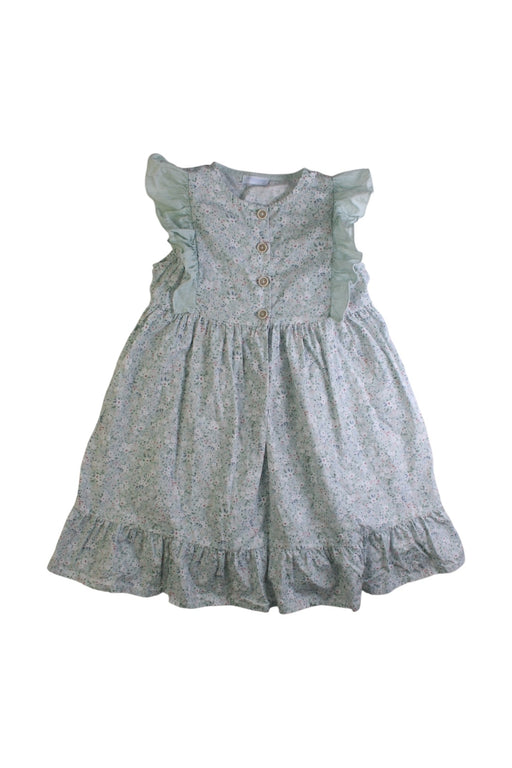 A Blue Sleeveless Dresses from Laranjinha in size 5T for girl. (Front View)