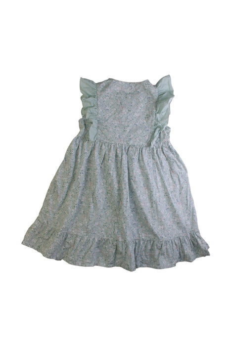 A Blue Sleeveless Dresses from Laranjinha in size 5T for girl. (Back View)