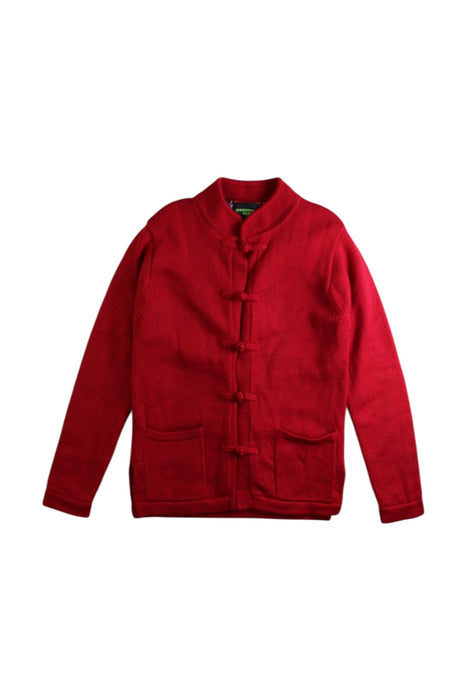 A Red Cardigans from Shanghai Tang in size 4T for boy. (Front View)