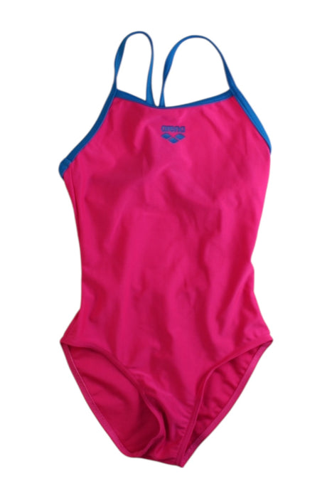 A Pink Swimsuits from Arena in size 6T for girl. (Front View)