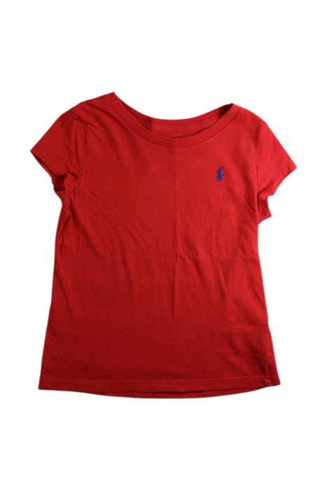 A Red Short Sleeve T Shirts from Polo Ralph Lauren in size 5T for girl. (Front View)