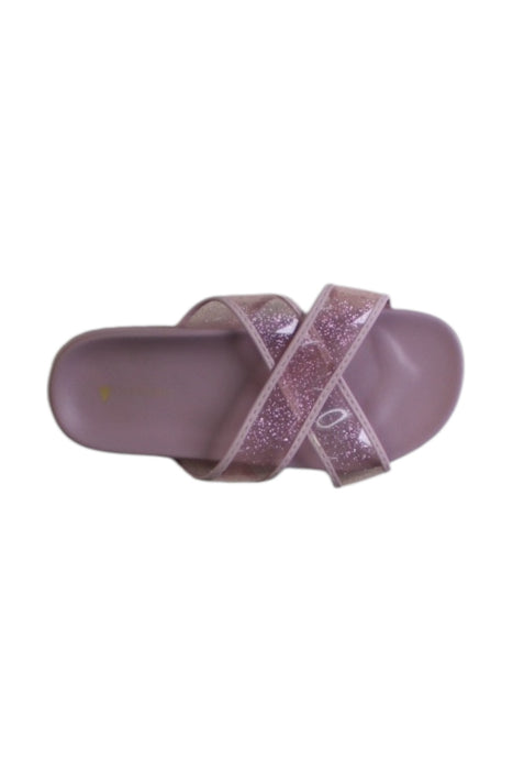 A Pink Sandals from Crewcuts in size 7Y for girl. (Front View)