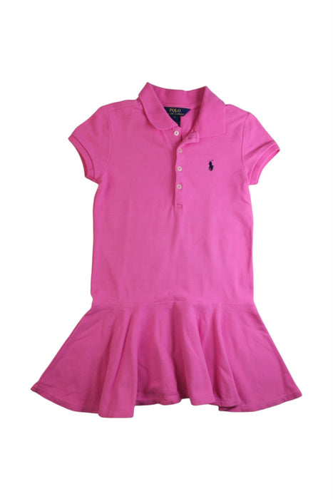 A Pink Short Sleeve Dresses from Polo Ralph Lauren in size 6T for girl. (Front View)