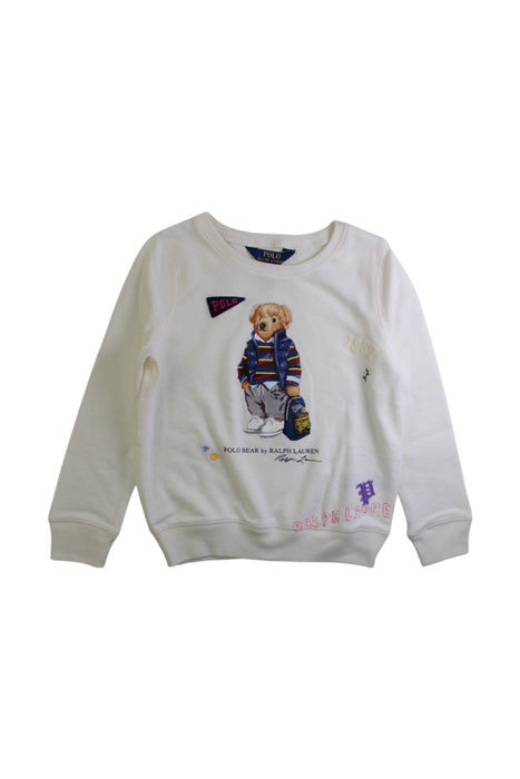 A White Crewneck Sweatshirts from Polo Ralph Lauren in size 6T for girl. (Front View)