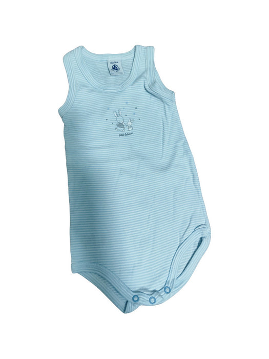 A Blue Sleeveless Bodysuits from Petit Bateau in size 6-12M for boy. (Front View)