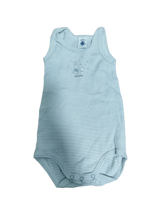 A Grey Sleeveless Bodysuits from Petit Bateau in size 6-12M for neutral. (Front View)
